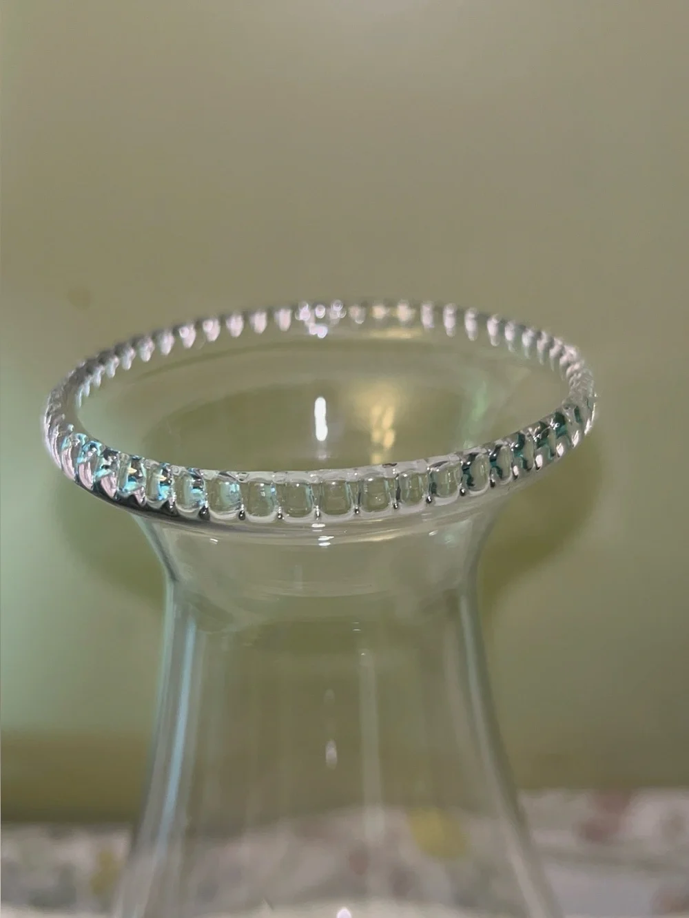 Beaded-top Clear Glass Hurricane Lamp Chimney Shade 8.5in Tall
